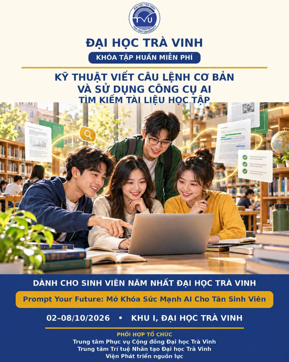 🤖 MỞ KHÓA SỨC MẠNH AI CHO TÂN SINH VIÊN ĐẠI HỌC TRÀ VINH!